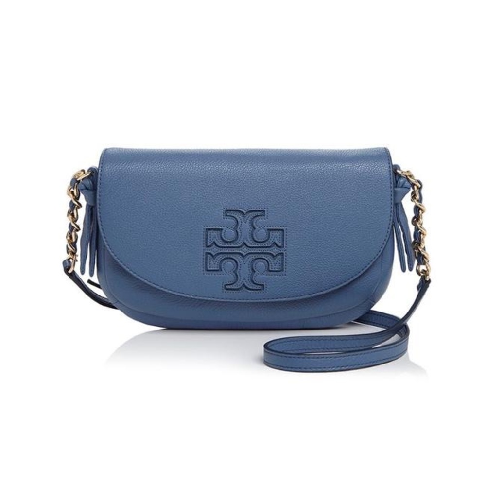 Tory Burch Harper Wallis Blue Leather Crossbody Bag